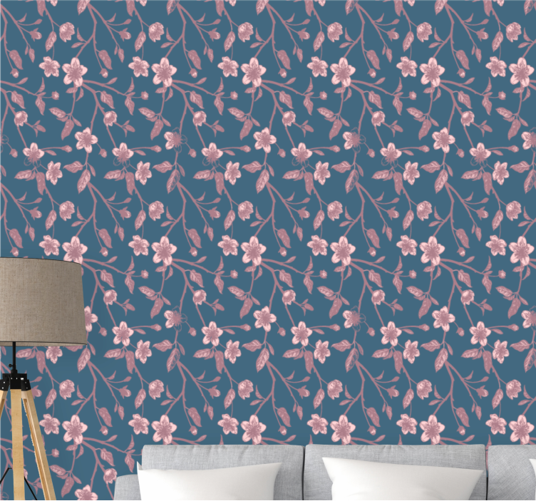 Papel de parede flores flores de galho rosa - TenStickers