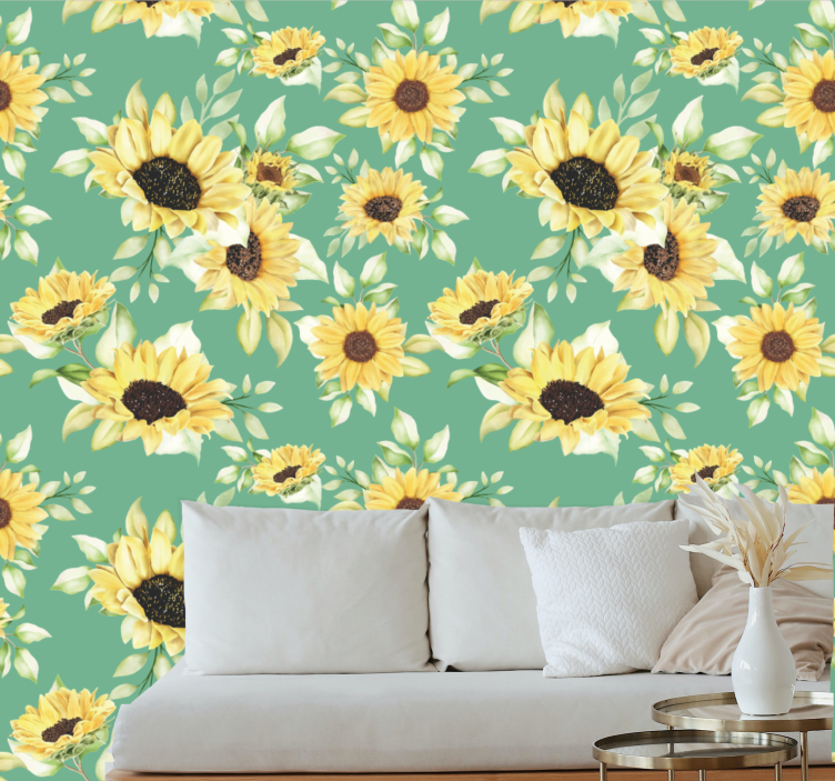 papel de parede flores flores de girassol - TenStickers
