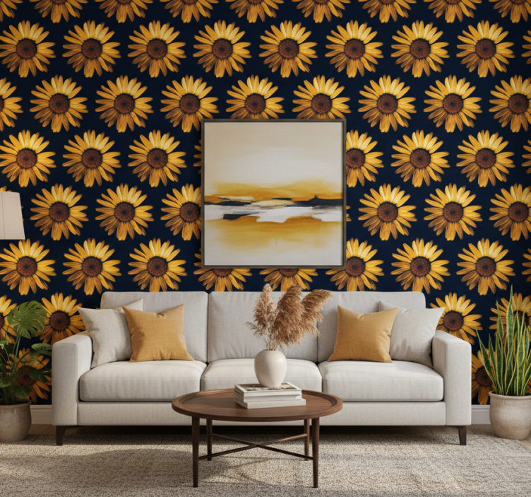 Papel de parede flores girassol amarelo - TenStickers