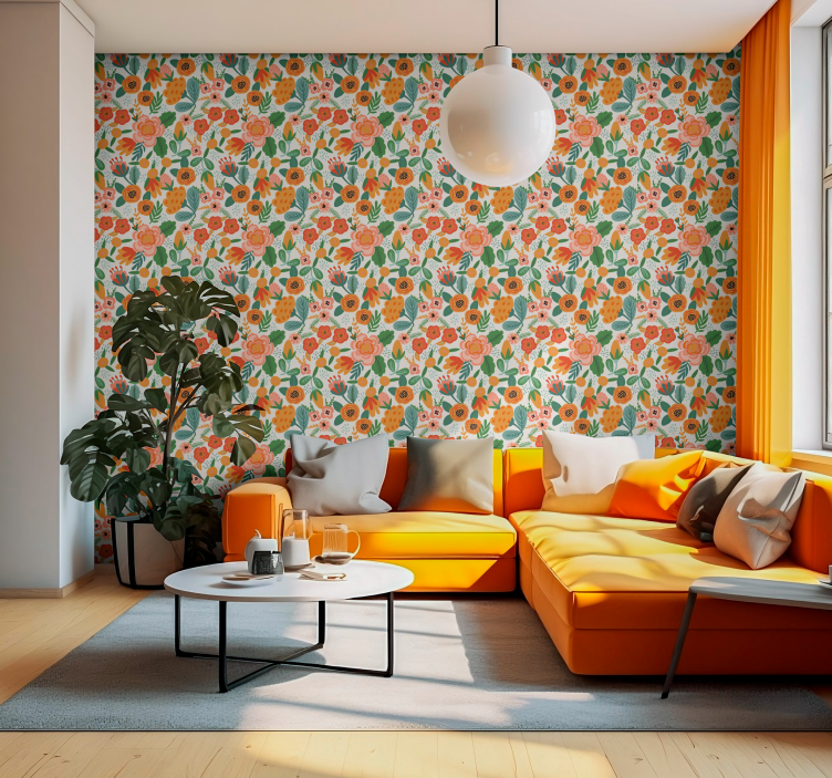 papel de parede flores ilustração floral - TenStickers