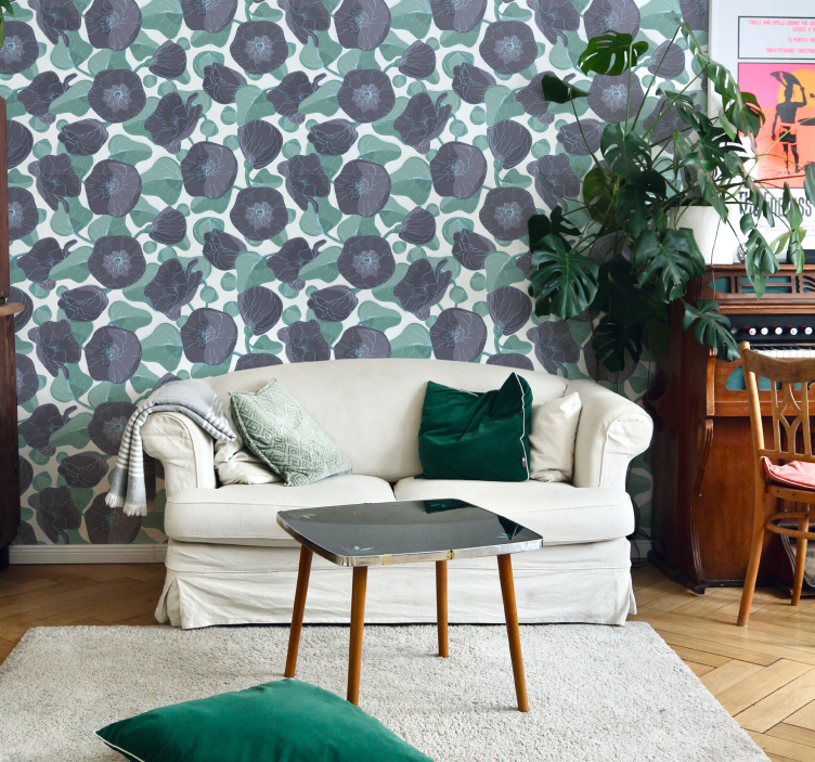 Papel de parede flores malva - TenStickers