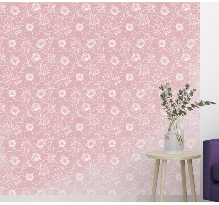 papel de parede flores motivo de contorno floral - TenStickers