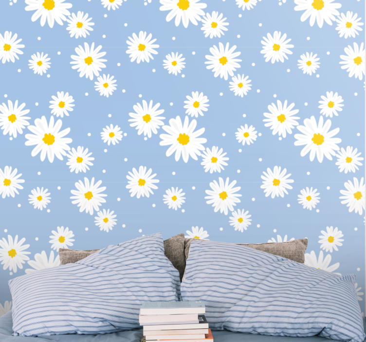papel de parede flores motivo padrão de margarida - TenStickers