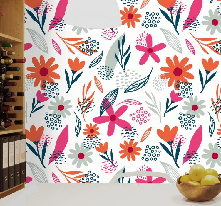 papel de parede flores motivos florais vibrantes - TenStickers