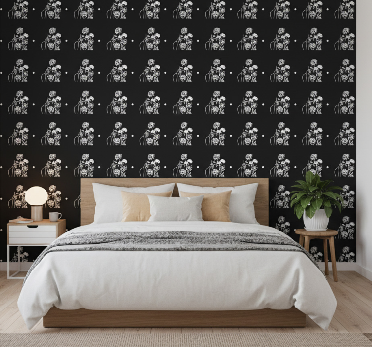 Papel de parede flores mulher e girassóis minimalista - TenStickers