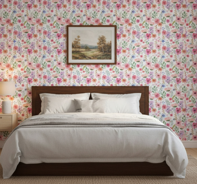 Papel de parede flores multicolorido - TenStickers