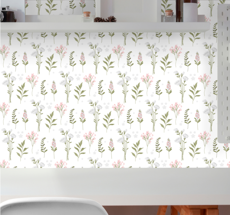 papel de parede flores padrão de elegância floral - TenStickers