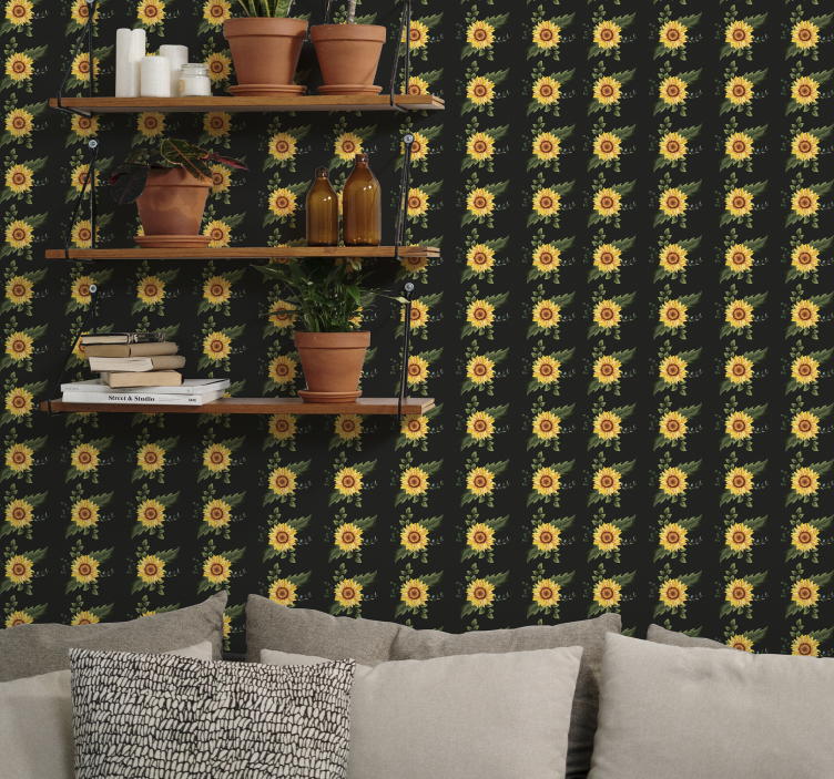 papel de parede floral Padrão de girassol - TenStickers