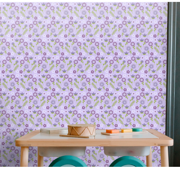 papel de parede flores padrão de motivo floral - TenStickers