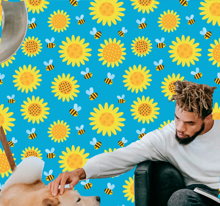 papel de parede flores padrão floral ensolarado - TenStickers