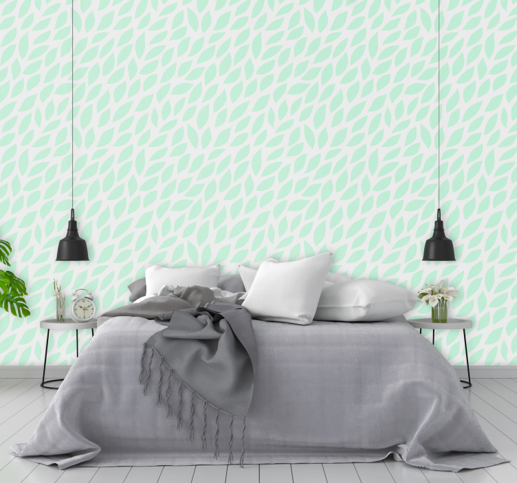 papel de parede floral Papel de parede de pétalas verdes - TenStickers