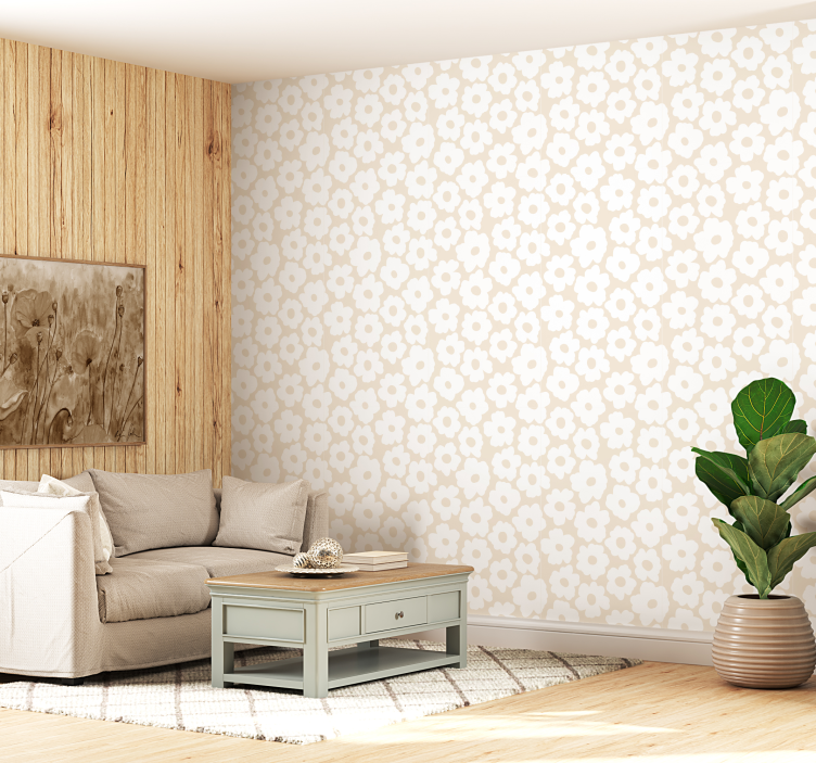 papel de parede flores papoula branca - TenStickers