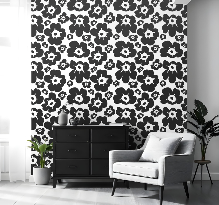 papel de parede flores papoula preta - TenStickers