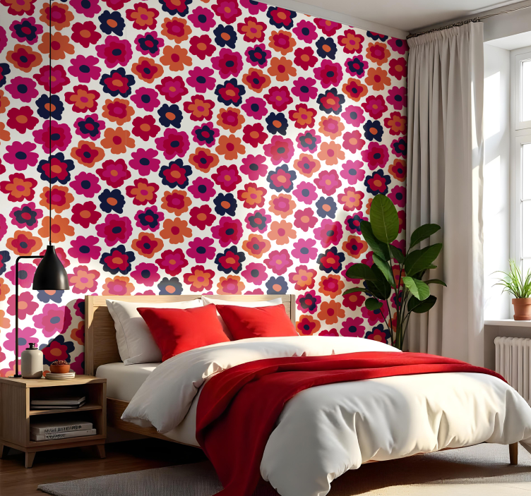 papel de parede flores papoula vermelha - TenStickers