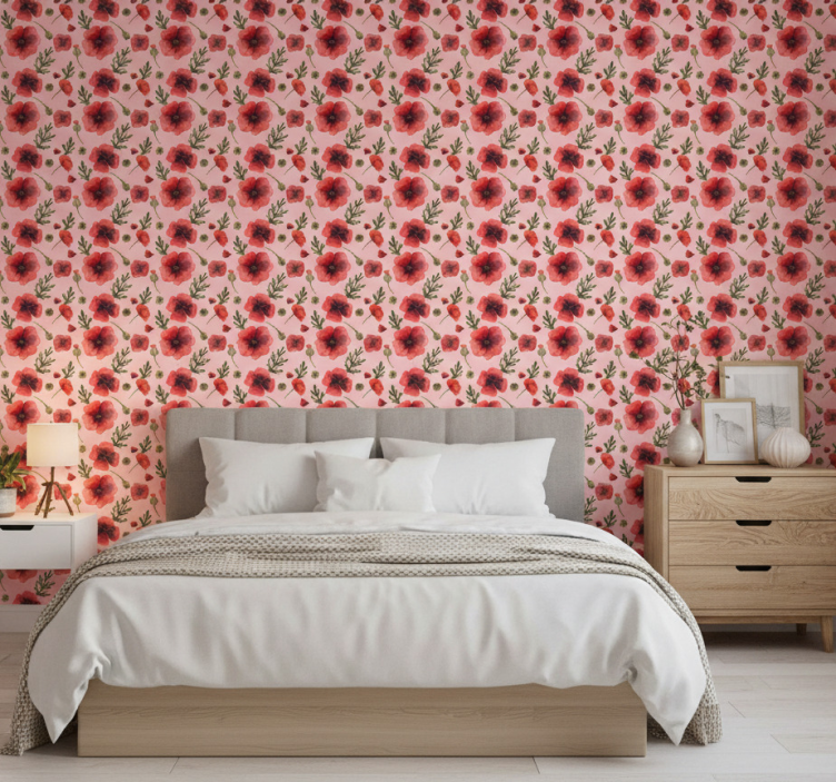 Papel de parede flores papoulas em aquarela - TenStickers
