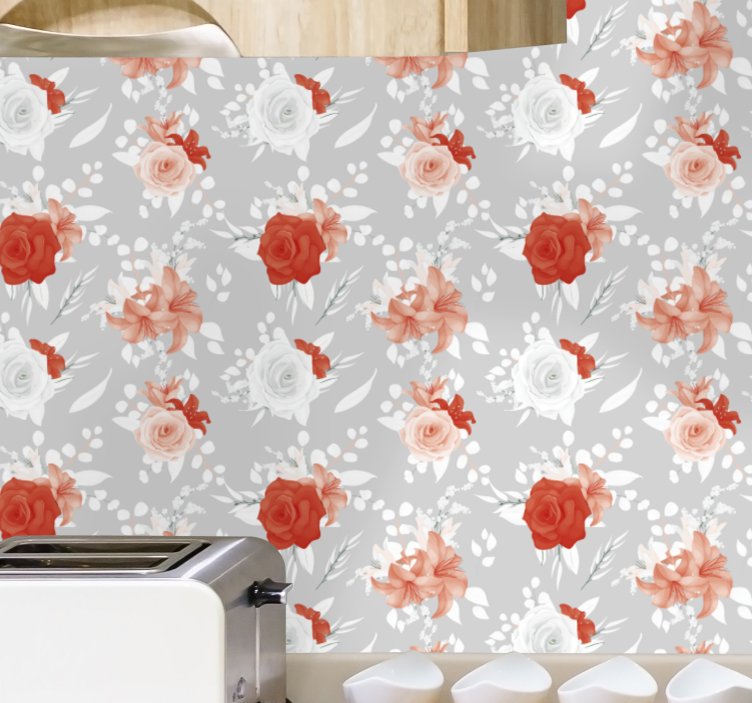 papel de parede flores projeto de arranjo floral - TenStickers