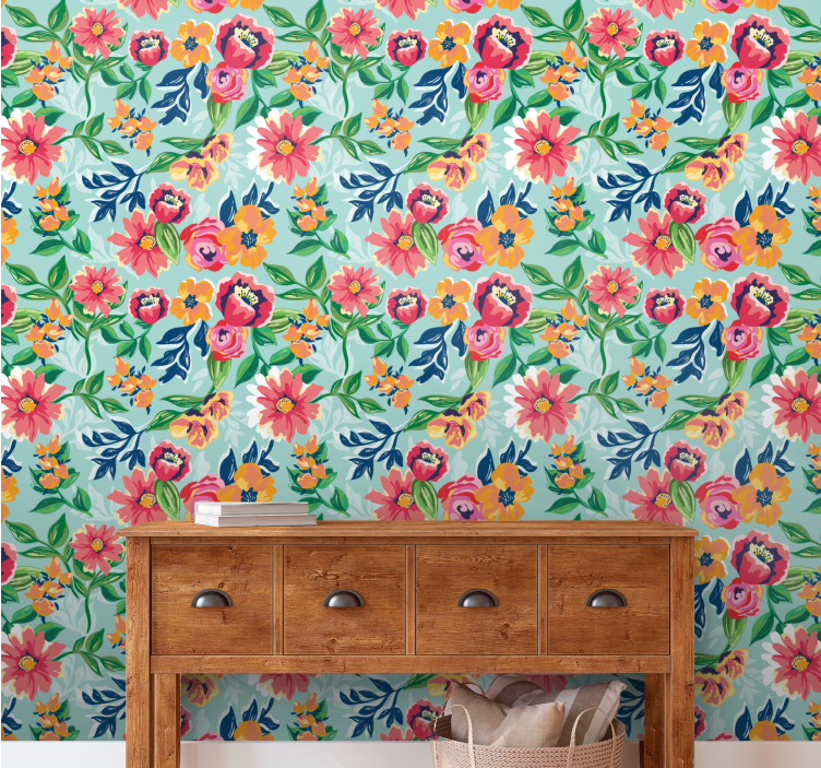 papel de parede flores projeto de jardim floral - TenStickers