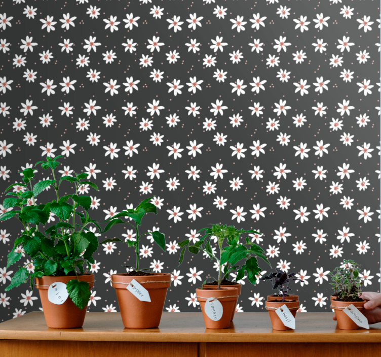 papel de parede flores repetição de padrão floral - TenStickers