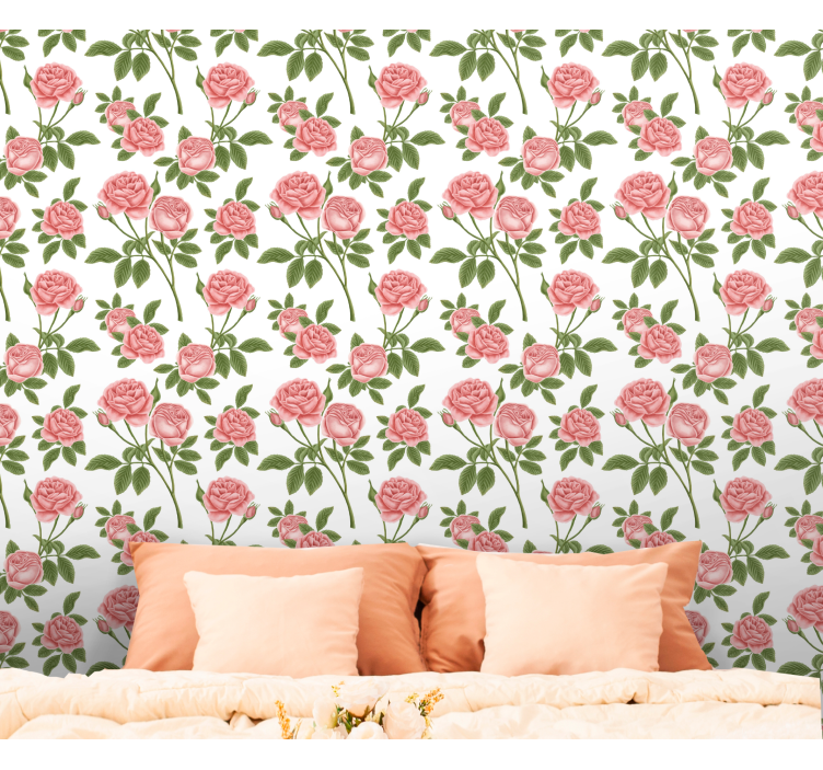 papel de parede flores rosa floral rosa - TenStickers