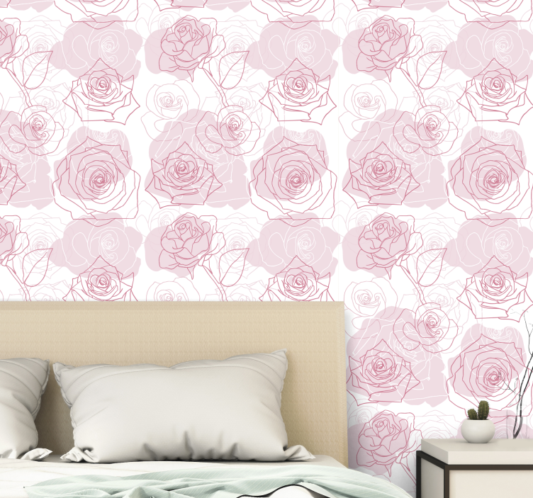 papel de parede flores rosas florais delicadas - TenStickers
