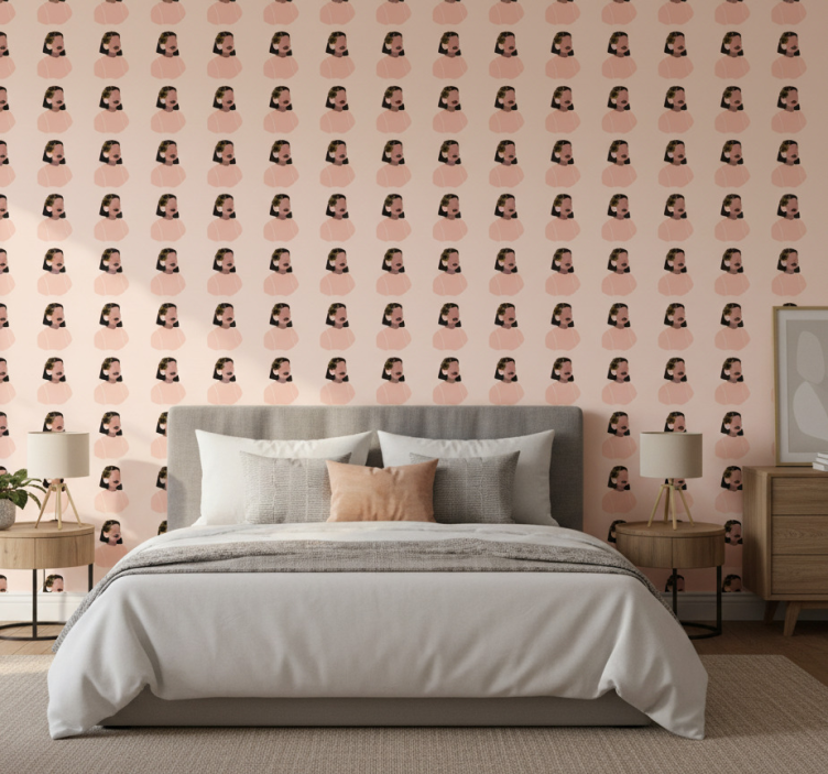 Papel de parede flores rosto de mulher girassol - TenStickers