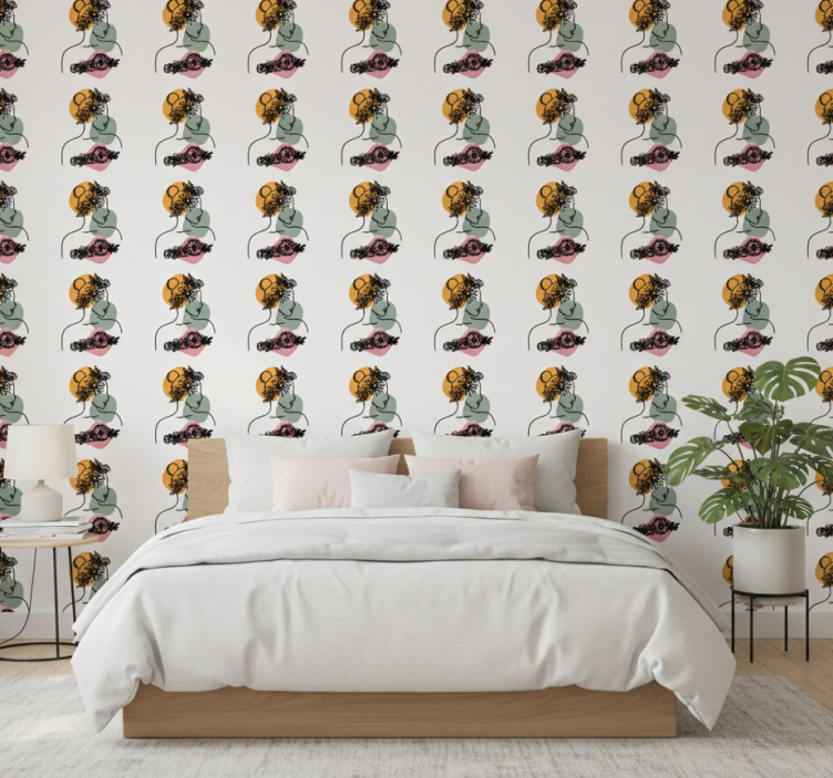 Papel de parede flores rosto de mulher incrível - TenStickers