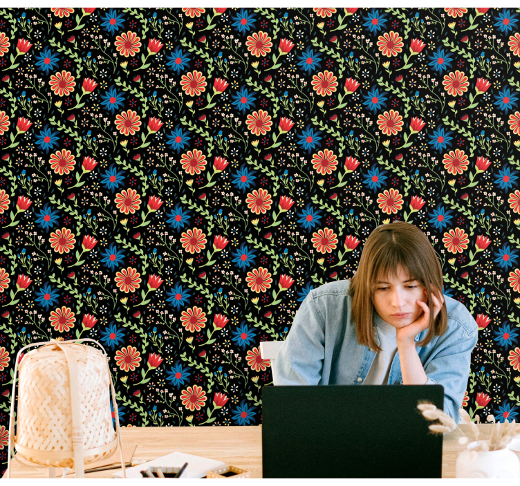 papel de parede flores sotaque estampado floral - TenStickers