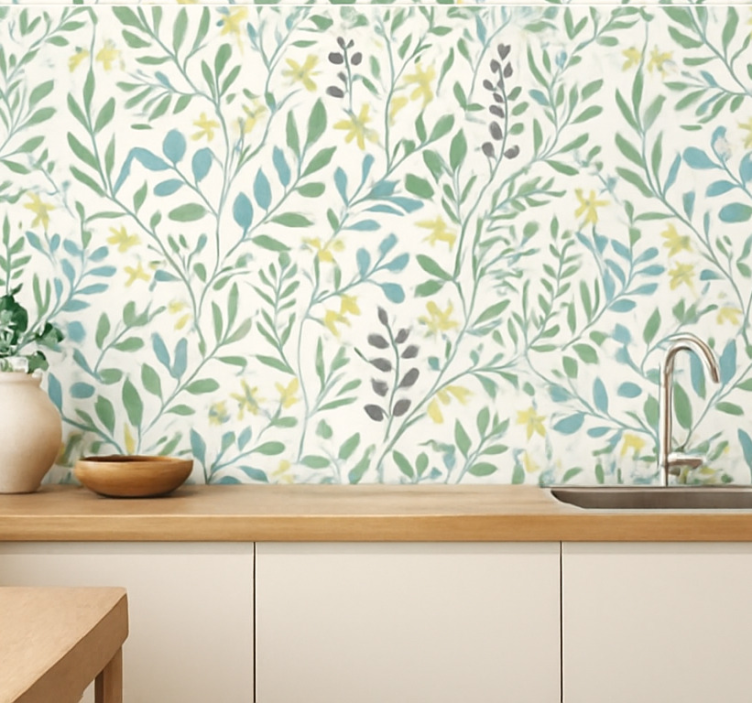 Papel de parede folhas caules de pradaria selvagem - TenStickers