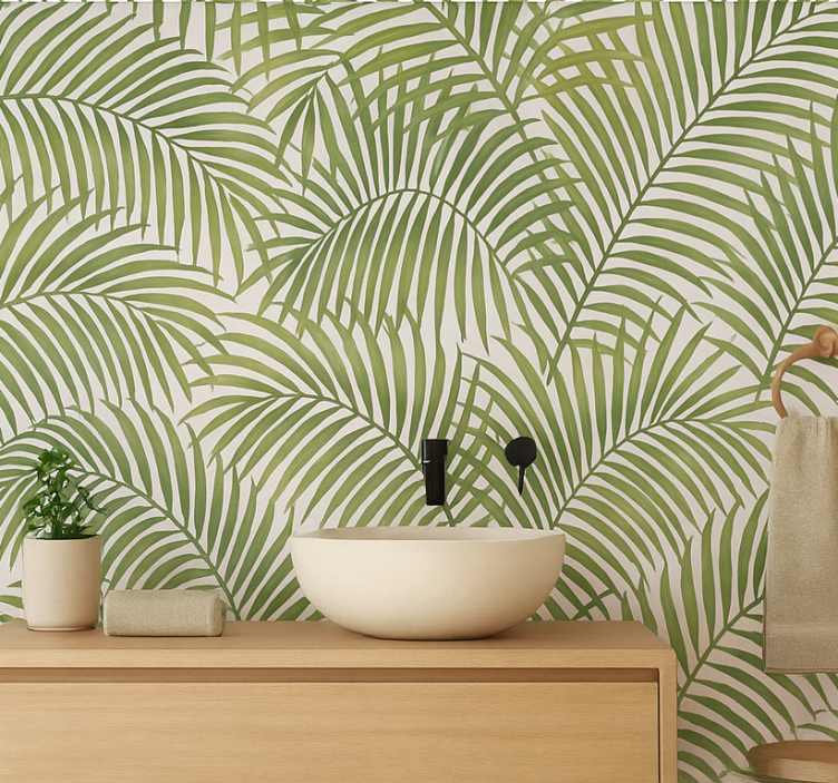Papel de parede folhas frondes de palmeira verde - TenStickers