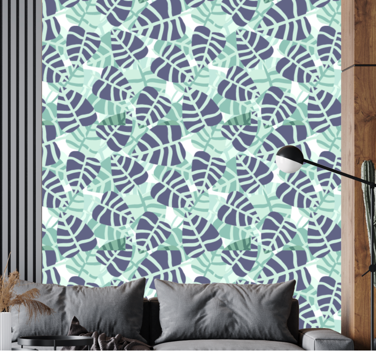 Papel de parede folhas mosaico monstera - TenStickers