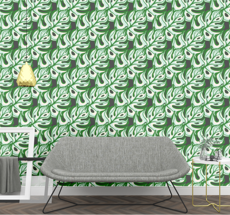 Papel de parede folhas motivo de folhas verdes - TenStickers