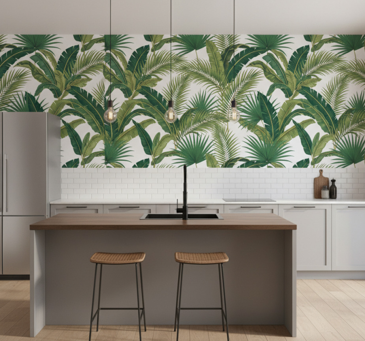 Papel de parede folhas palmeiras de luxo na selva - TenStickers
