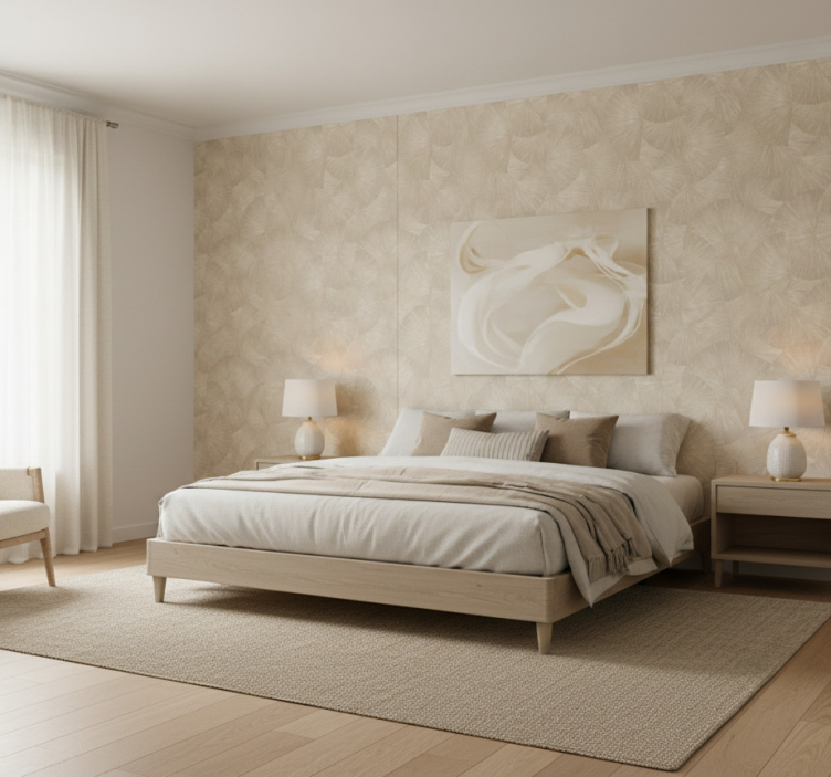 Papel de parede folhas ventilador abstrato chic bege - TenStickers