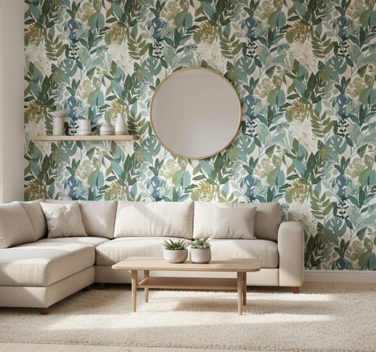 Papel de parede folhas verdejantes suaves - TenStickers