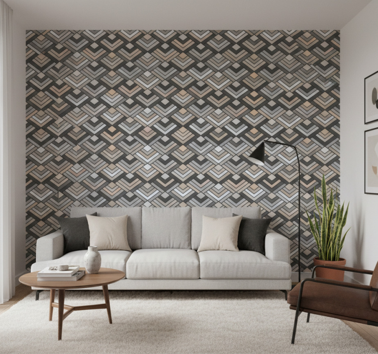 Papel de parede formas geométricas chevron em camadas - TenStickers