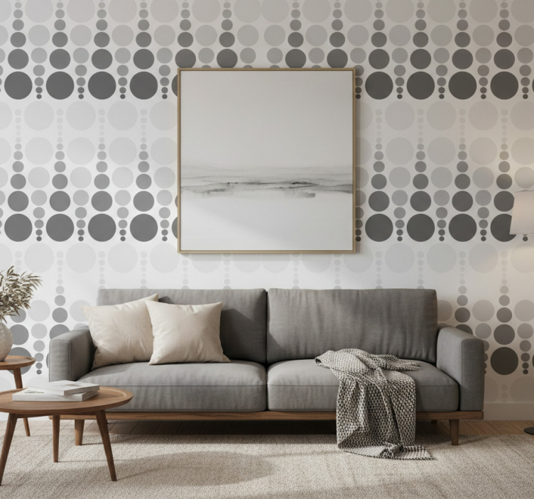 Papel de parede formas geométricas círculos coloridos em cinza - TenStickers