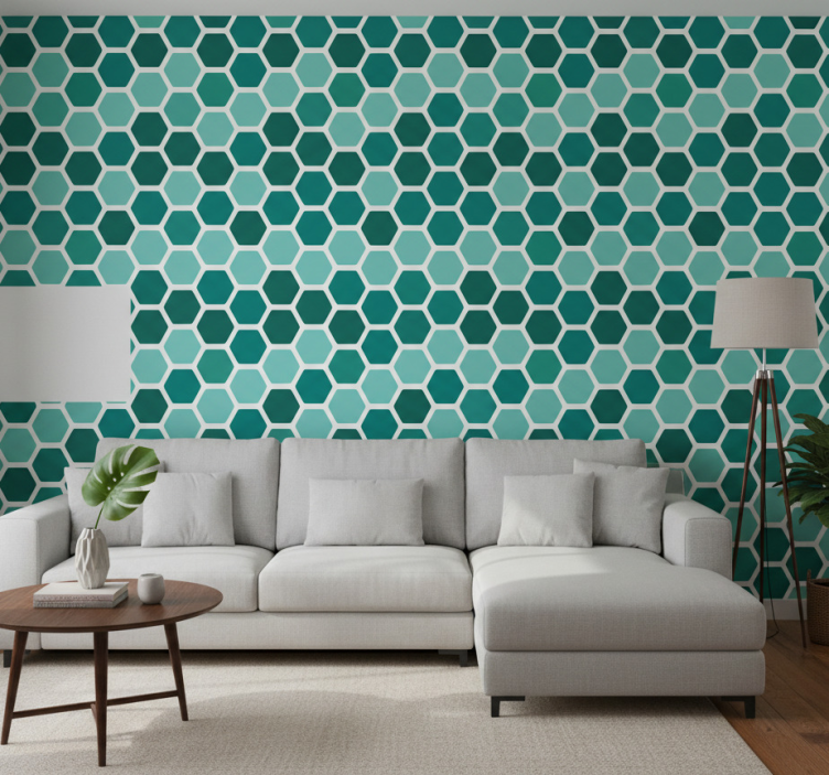 Papel de parede formas geométricas colmeia verde - TenStickers