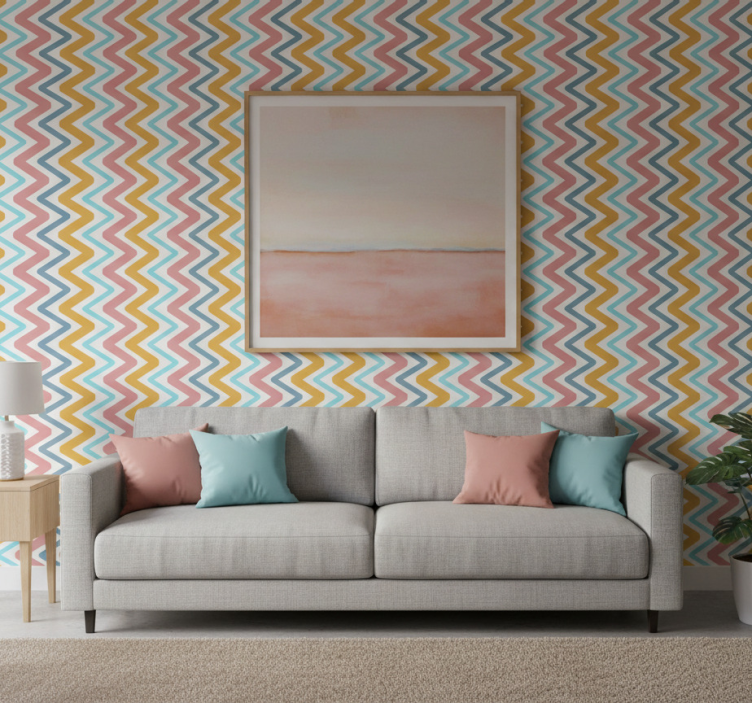 Papel de parede formas geométricas conceito zigzag vibrante - TenStickers