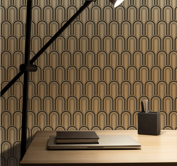 Papel de parede formas geométricas padrão arcos marrons - TenStickers