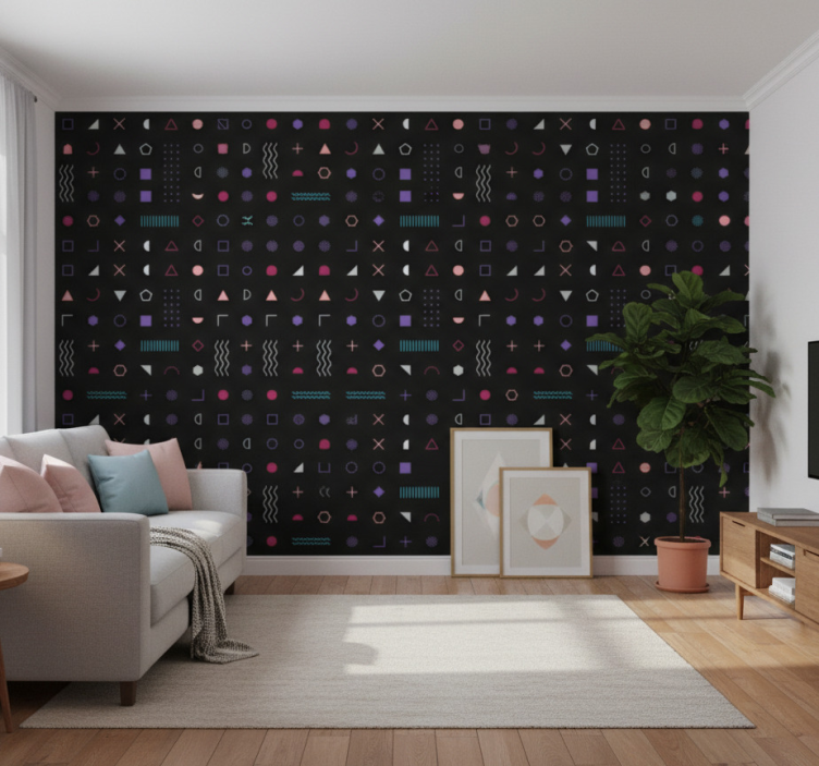 Papel de parede formas geométricas exibe formas divertidas - TenStickers