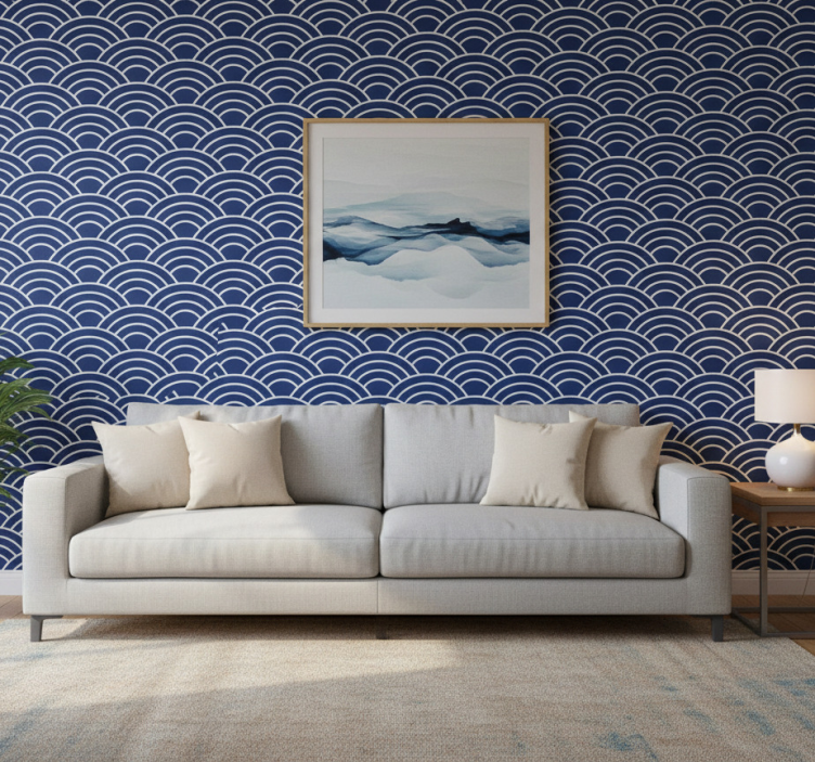 Papel de parede formas geométricas linhas onduladas - TenStickers