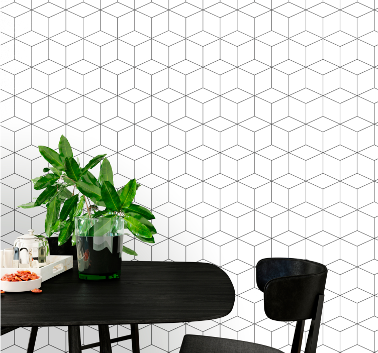 papel de parede formas geométricas motivo hexagonal branco - TenStickers