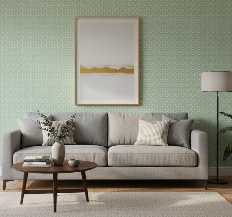 Papel de parede formas geométricas padrão chevron verde - TenStickers