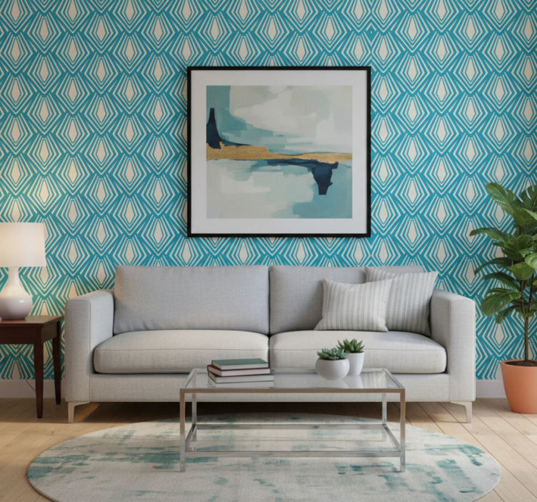 Papel de parede formas geométricas padrão diamante - TenStickers