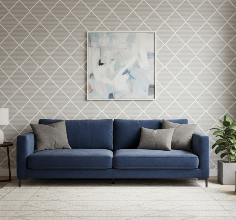 Papel de parede formas geométricas padrão diamante cinza - TenStickers