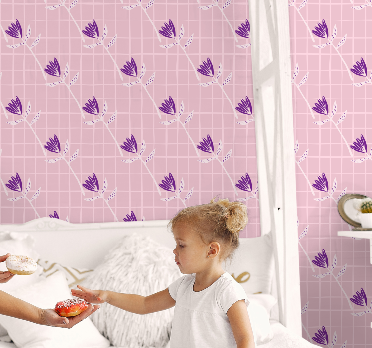 papel de parede formas geométricas padrão floral geométrico - TenStickers