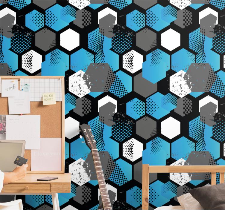 papel de parede formas geométricas motivo hexagonal dinâmico - TenStickers