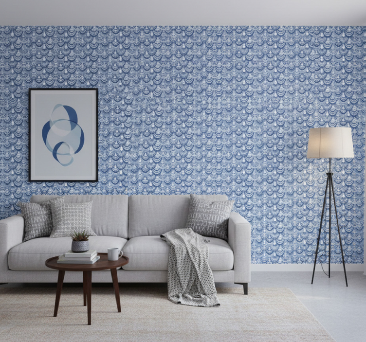 Papel de parede formas geométricas padrão onda - TenStickers