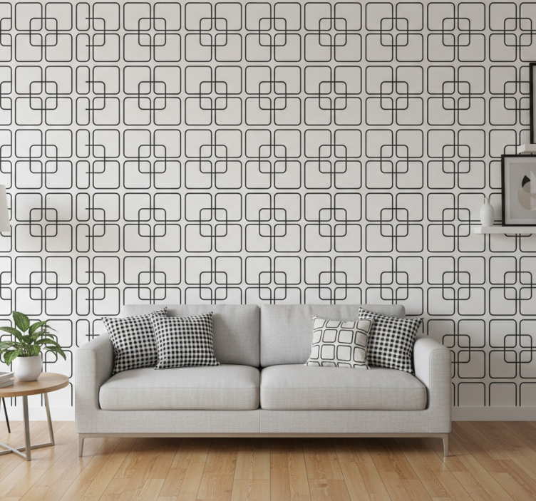 Papel de parede formas geométricas padrão urbano preto - TenStickers
