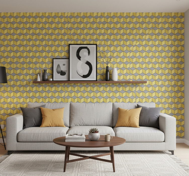 Papel de parede formas geométricas quadrados pantone - TenStickers
